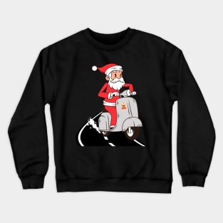 Santa Riding Scooter Crewneck Sweatshirt